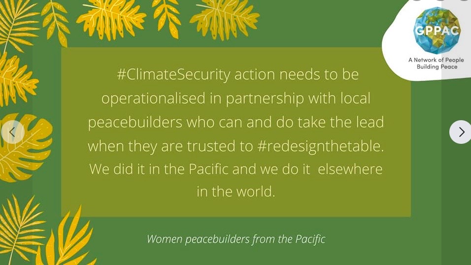 “At the crossroads of Climate, Gender and Peace: Integrating Climate and Security across the UN Policy Agendas”
